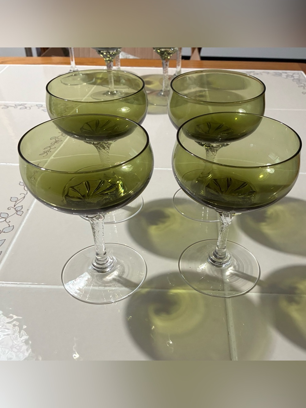 Sasaki Coronation Dark Green Champagne Glasses Set Of 4
